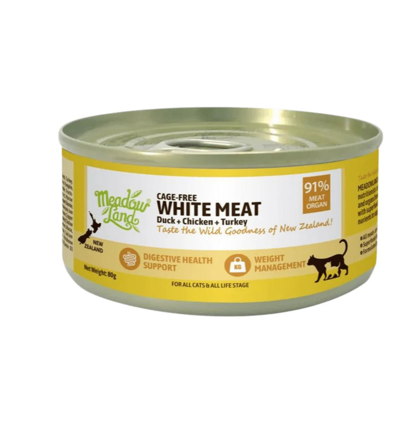 MeadowLand White Meat (Duck+Chicken+Turkey) Canned Cat Food (All Life Stage)
白肉 (鴨肉+雞肉+火雞肉)貓主食罐