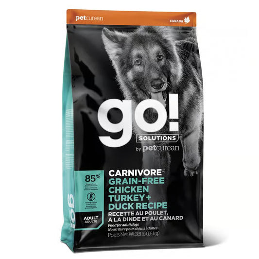 GO！Solutions  CARNIVORE Grain-Free Chicken, Turkey + Duck Adult Recipe for Dog
活力營養系列－成犬無穀物雞肉+火雞+鴨肉  狗糧配方
