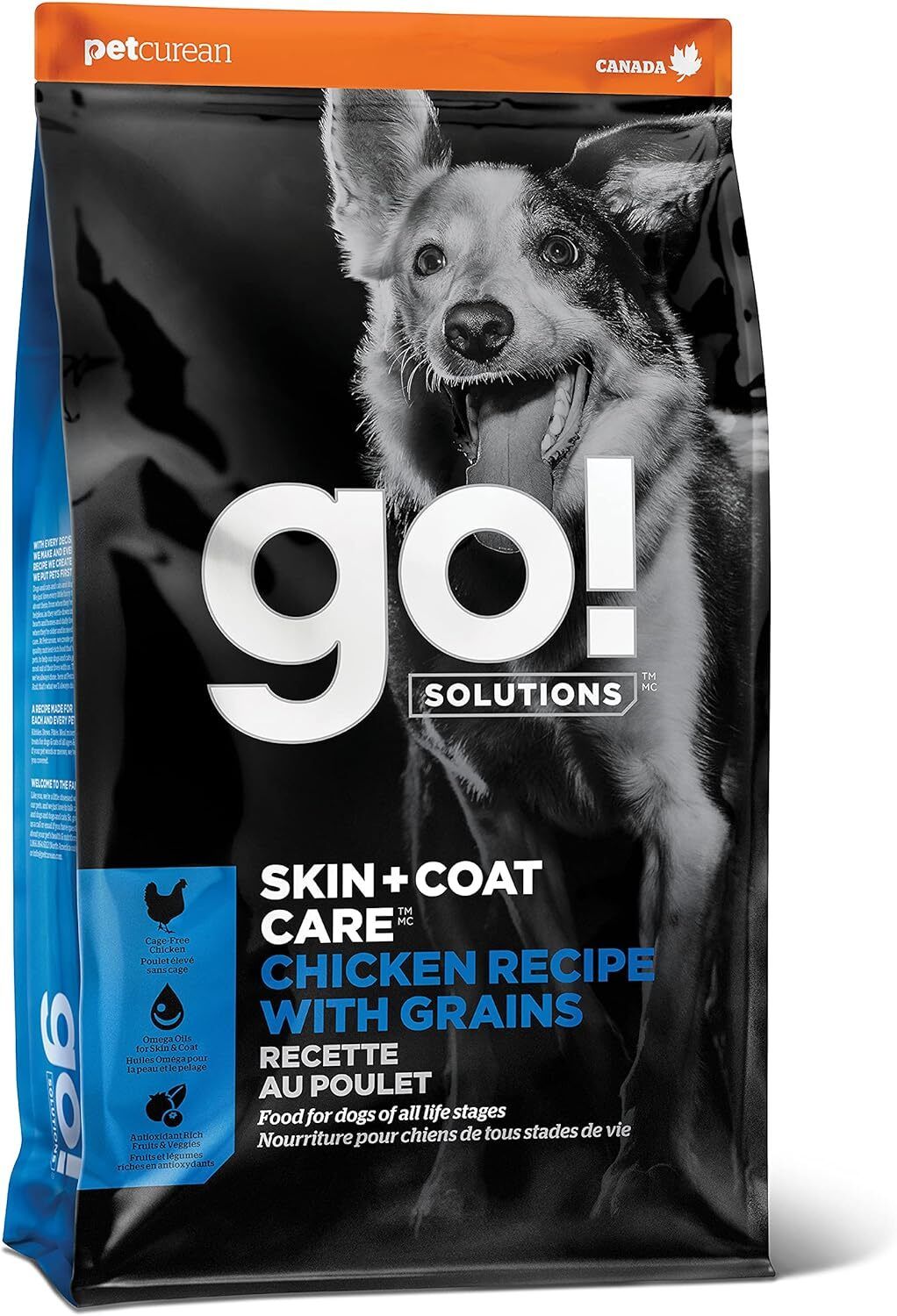 GO！Solutions  Skin + Coat Care － Chicken Recipe with Grains Recipe For Dog 
護膚美毛系列－  雞肉 全狗糧配方