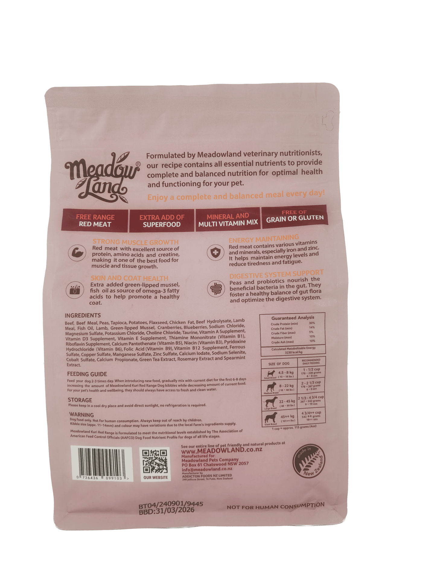 MeadowLand Red Meat Dog Food (All Life Stage)
紅肉 (牛+羊) (全犬糧)