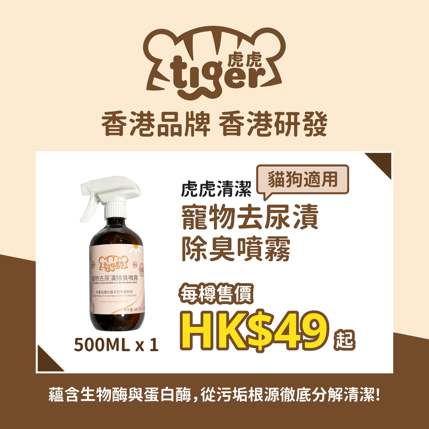 Tiger Pet Urinal Stains Removal & Deodorizing Spray 虎虎 寵物去尿漬除臭噴霧